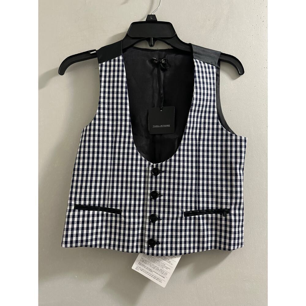 🔥FLASH SALE🔥‎ tagliatore kids vest checkered print navy and white size 8 boys